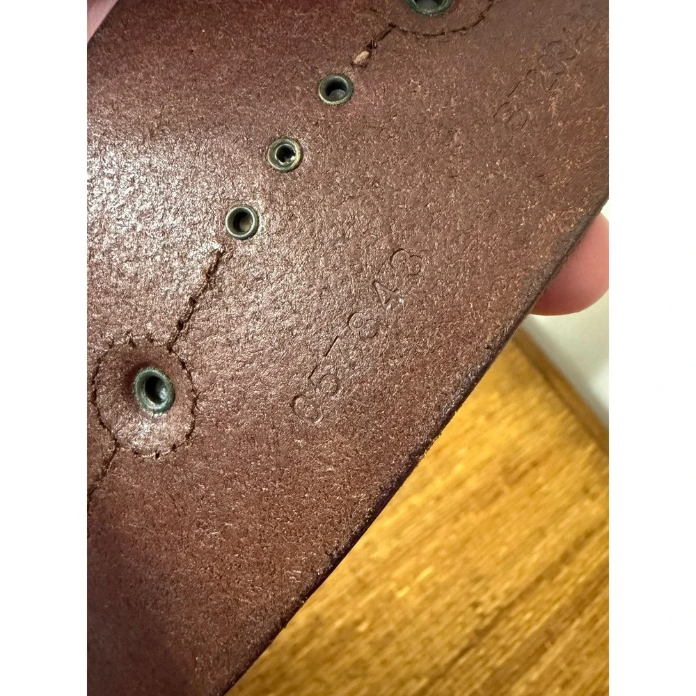 Fossil Wide Leather Belt Brown Studded Brass Horseshoe Ring Buckle Boho Western